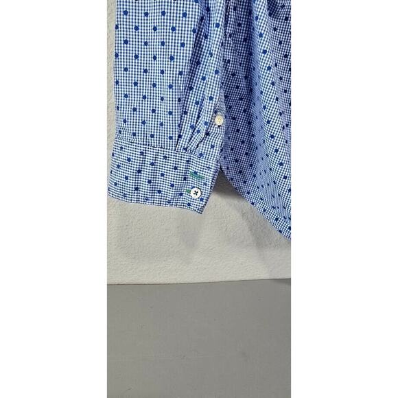 Talbots Large Shirt Top White and Blue Polka Dot Button Down Front Long Sleeve - Picture 7 of 8